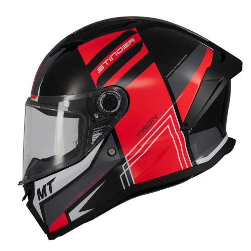 Casca integrala MT Stinger 2 Tron B15 negru/rosu lucios - tip viziera: MT-V-28B - punctaj maxim SHARP Test – 5 stele