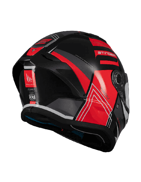 Casca integrala MT Stinger 2 Tron B15 negru/rosu lucios - tip viziera: MT-V-28B - punctaj maxim SHARP Test – 5 stele