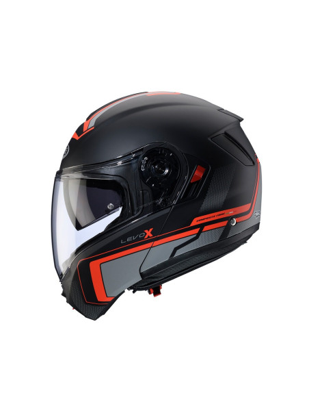 Casca modulabila (flip-up) Caberg model Levo X Elite L7 negru/gri/rosu fluor mat Pinlock ready - lentila Pinlock inclusa (fibra 