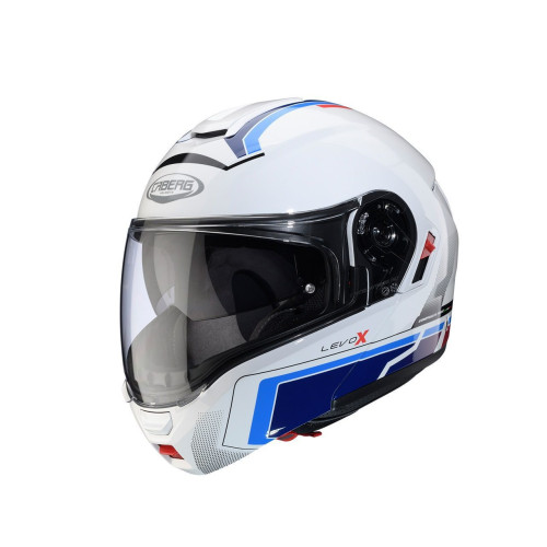 Casca modulabila (flip-up) Caberg model Levo X Elite O5 alb/albastru/rosu lucios Pinlock ready - lentila Pinlock inclusa (fibra  2