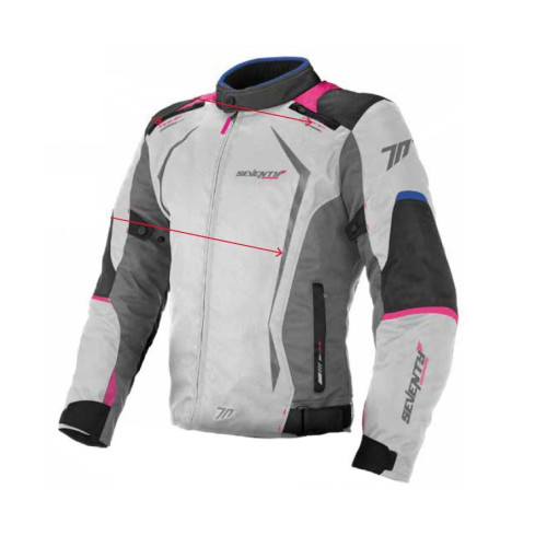 Geaca (jacheta) motociclete femei Racing Seventy vara/iarna model SD-JR49 culoare: gri/albastru/roz