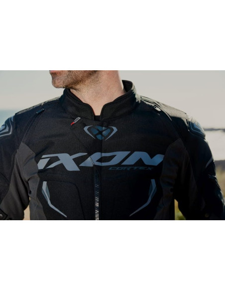 Geaca (jacheta) motociclete barbati textil Roadster Ixon All Season/iarna model Cortex WP MS culoare: negru/gri
