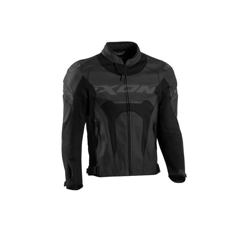 Geaca (jacheta) motociclete barbati piele Racing Ixon vara model Jackal JKT MS culoare: negru