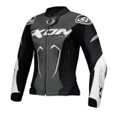 Geaca (jacheta) motociclete femei piele Racing Ixon vara model Vortex 3 LS culoare: negru/antracit/alb