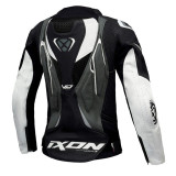 Geaca (jacheta) motociclete femei piele Racing Ixon vara model Vortex 3 LS culoare: negru/antracit/alb