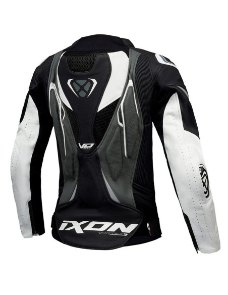 Geaca (jacheta) motociclete femei piele Racing Ixon vara model Vortex 3 LS culoare: negru/antracit/alb