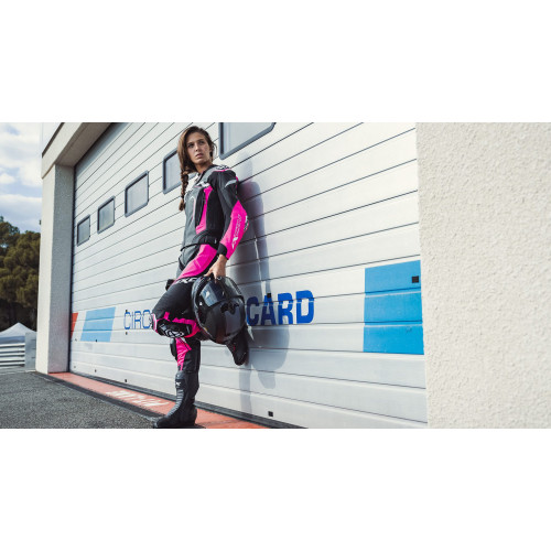 Pantaloni motociclete femei piele Racing Ixon vara model Vortex 3 LS culoare: negru/roz/alb 2