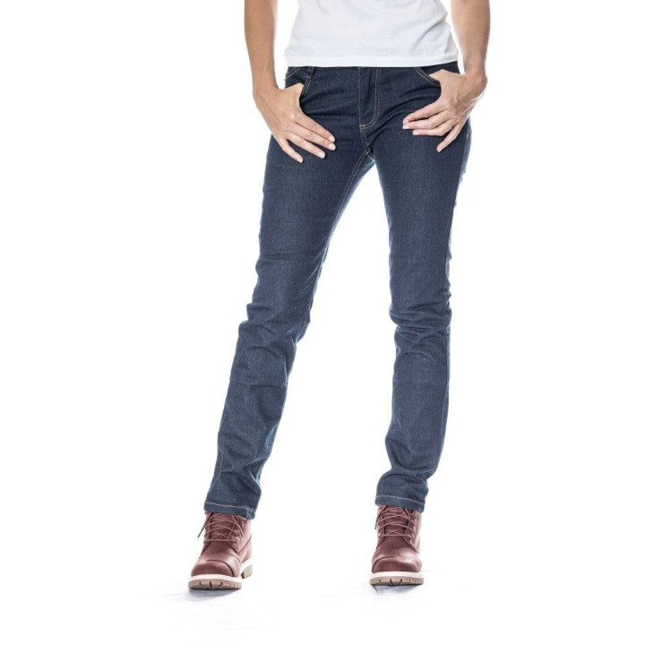 Blugi (jeans) moto femei Ixon model Maddie culoare: Dark raw (albastru) (Cordura® Denim) - Slim Fit - clasa AA
