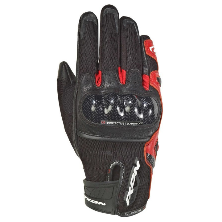 Manusi barbati Roadster vara piele/textil Ixon model RS Rise Air MS culoare: negru/rosu - degete tactile