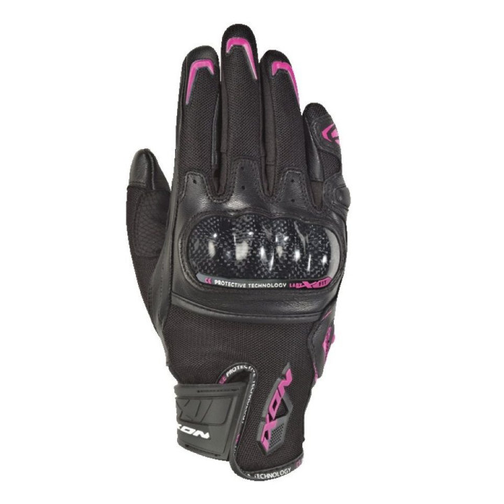 Manusi femei Roadster vara piele/textil Ixon model RS Rise Air LS culoare: negru/fucshsia (roz) - degete tactile