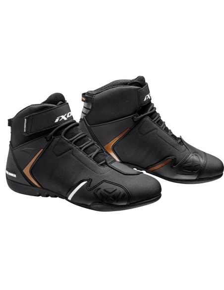 Ghete moto Roadster femei All Season Ixon model Gambler WP LS culoare: negru/gold (auriu) (100% waterproof)