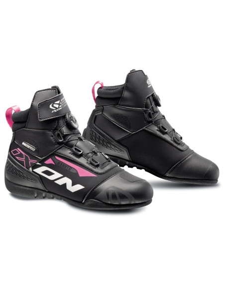 Ghete moto Roadster femei All season Ixon model Ranker WP LS culoare: negru/alb/fuchsia (roz) (100% waterproof)