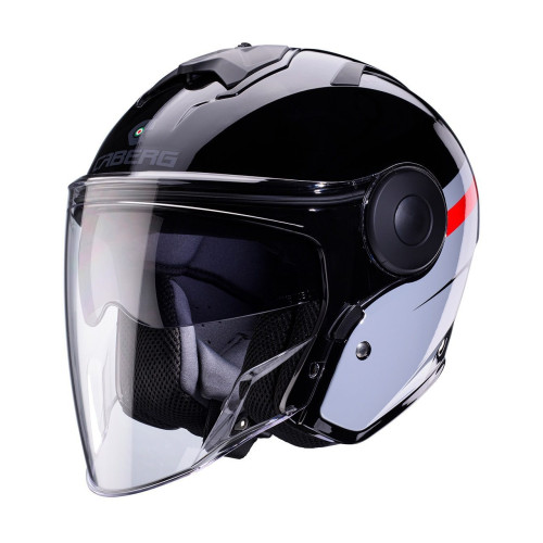 Casca open face (jet) Caberg model Soho SV Zephyr L7 negru/gri/rosu lucios