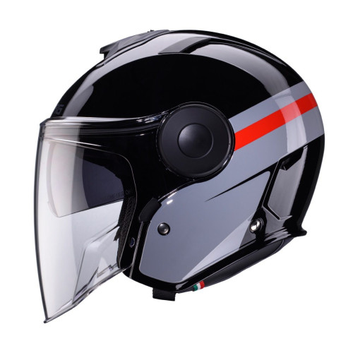 Casca open face (jet) Caberg model Soho SV Zephyr L7 negru/gri/rosu lucios 2
