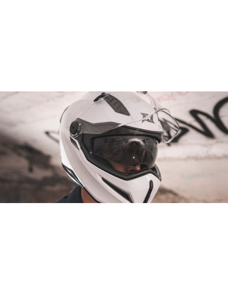 Casca modulabila (flip-up) Axxis GhostFighter SV A0 alb lucios (ochelari soare integrati) Pinlock Ready – tip viziera: MT-V-36
