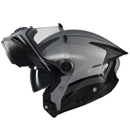 Casca modulabila (flip-up) Axxis GhostFighter SV Bitone C2 negru/gri lucios (ochelari soare integrati) Pinlock Ready – tip vizie