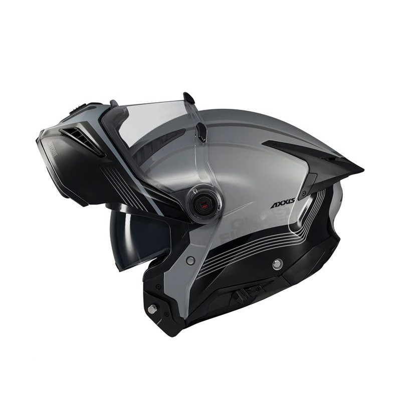 Casca modulabila (flip-up) Axxis GhostFighter SV Bitone C2 negru/gri lucios (ochelari soare integrati) Pinlock Ready – tip vizie