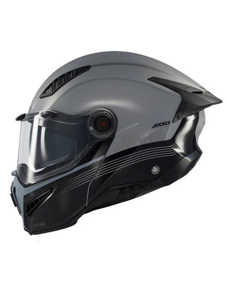 Casca modulabila (flip-up) Axxis GhostFighter SV Bitone C2 negru/gri lucios (ochelari soare integrati) Pinlock Ready – tip vizie