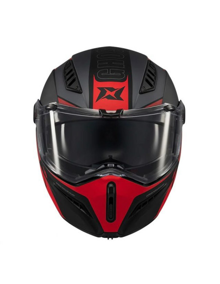 Casca modulabila (flip-up) Axxis GhostFighter SV Maniac B5 negru/rosu mat (ochelari soare integrati) Pinlock Ready – tip viziera