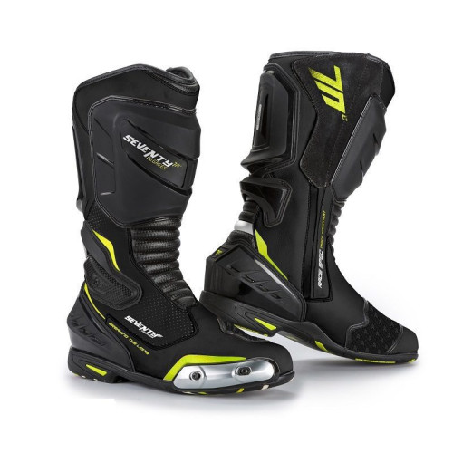 Ghete (cizme) moto Racing Unisex Seventy model SD-BR1 culoare: negru/galben fluor