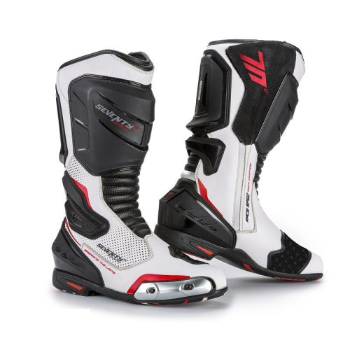 Ghete (cizme) moto Racing Unisex Seventy model SD-BR1 culoare: alb/rosu