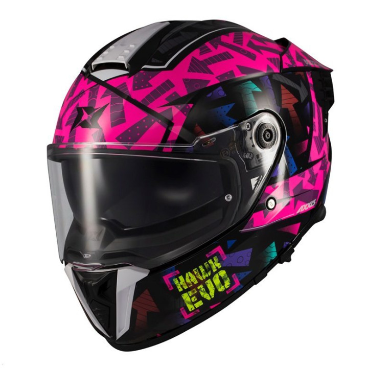 Casca integrala Axxis Hawk Evo SV Sketchbook B8 roz (fuchsia) lucios (ochelari soare integrati) - tip viziera: MT-V-31