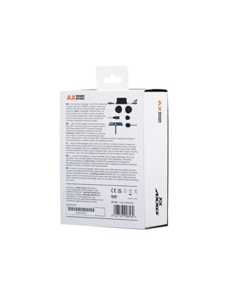 Sistem comunicatie moto complet Bluetooth MT - Axxis AX-RIDER SYNC - Plug&amp Play Intercom System - kit 1 bucata (pentru 1 util