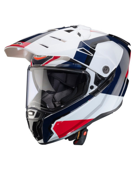 Casca adventure/off road Caberg model Tanami SV Scram H7 alb/rosu/albastru lucios Pinlock ready - lentila Pinlock inclusa