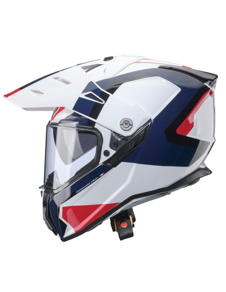 Casca adventure/off road Caberg model Tanami SV Scram H7 alb/rosu/albastru lucios Pinlock ready - lentila Pinlock inclusa