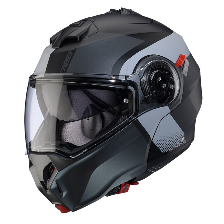 Casca modulabila (flip-up) Caberg model Duke Evo SV Indy P7 SV negru/gun metal (titanium)/gri mat Pinlock ready - lentila Pinloc