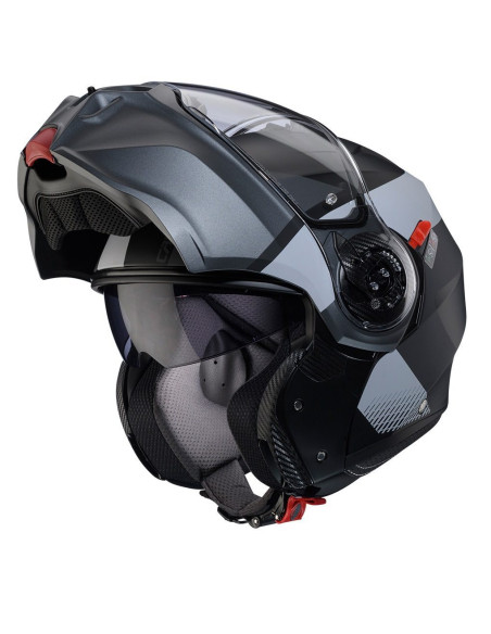 Casca modulabila (flip-up) Caberg model Duke Evo SV Indy P7 SV negru/gun metal (titanium)/gri mat Pinlock ready - lentila Pinloc