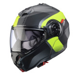 Casca modulabila (flip-up) Caberg model Duke Evo SV Indy L1 gun metal (titanium)/galben fluor/negru mat Pinlock ready - lentila 