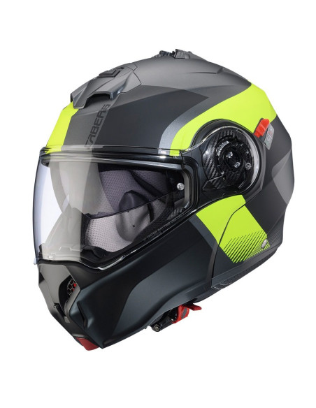 Casca modulabila (flip-up) Caberg model Duke Evo SV Indy L1 gun metal (titanium)/galben fluor/negru mat Pinlock ready - lentila 