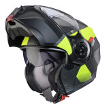 Casca modulabila (flip-up) Caberg model Duke Evo SV Indy L1 gun metal (titanium)/galben fluor/negru mat Pinlock ready - lentila 
