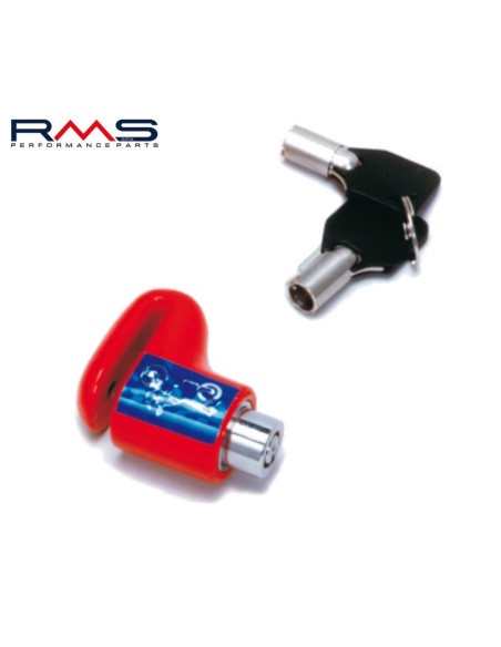 Lacat antifurt blocare disc frana RMS MICRO DISC LOCK - culoare: rosu (diametru PIN blocare disc: 6 mm)