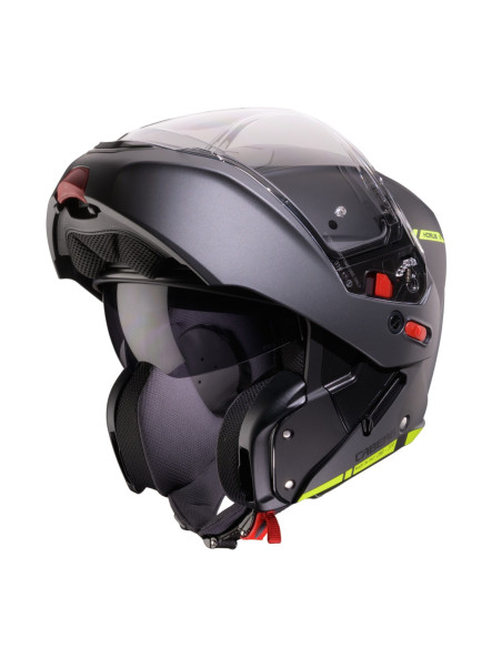 Casca modulabila (flip-up) Caberg model Horus X Ray L6 negru/gri/galben fluor mat Pinlock ready - lentila Pinlock inclusa