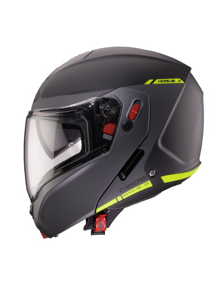 Casca modulabila (flip-up) Caberg model Horus X Ray L6 negru/gri/galben fluor mat Pinlock ready - lentila Pinlock inclusa