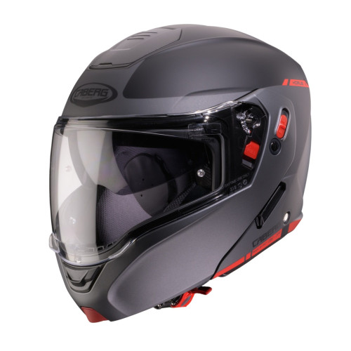 Casca modulabila (flip-up) Caberg model Horus X Ray L7 negru/gri/rosu fluor mat Pinlock ready - lentila Pinlock inclusa