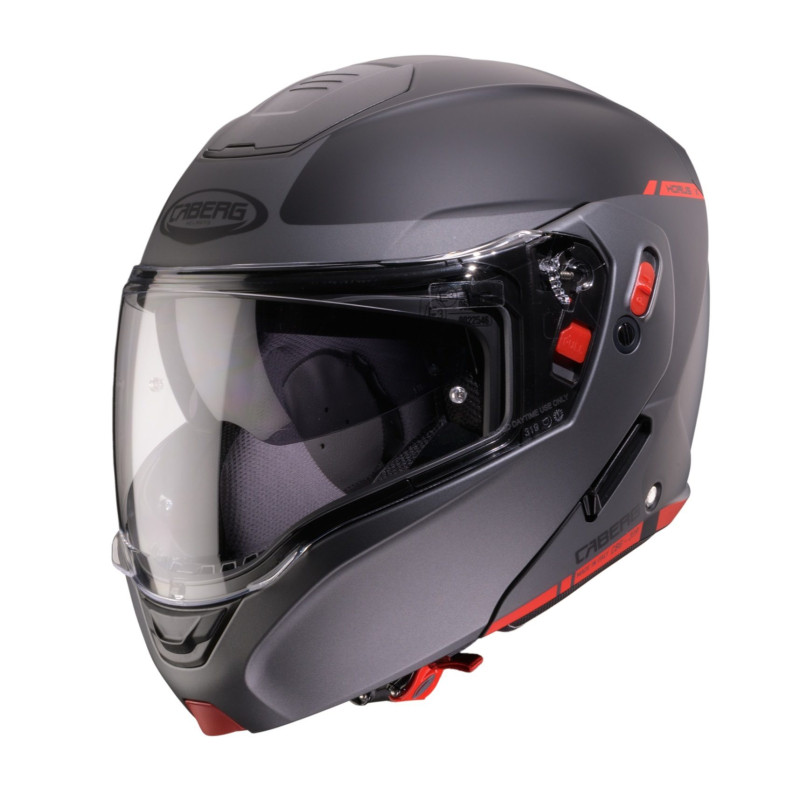 Casca modulabila (flip-up) Caberg model Horus X Ray L7 negru/gri/rosu fluor mat Pinlock ready - lentila Pinlock inclusa