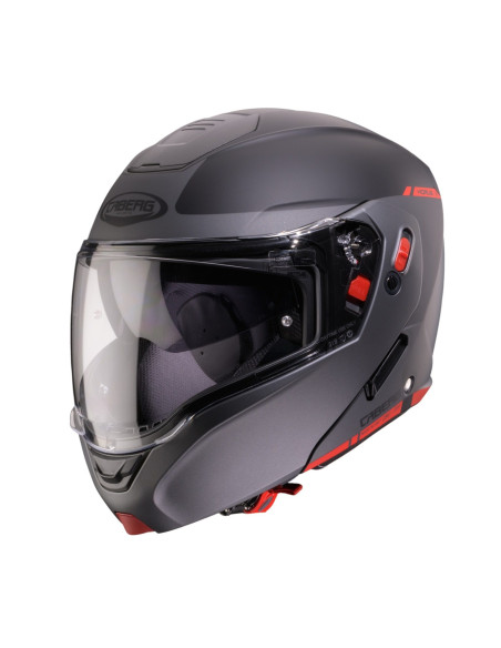 Casca modulabila (flip-up) Caberg model Horus X Ray L7 negru/gri/rosu fluor mat Pinlock ready - lentila Pinlock inclusa