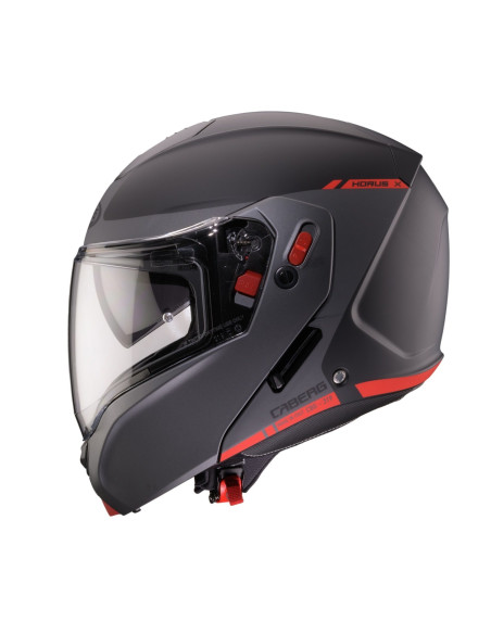 Casca modulabila (flip-up) Caberg model Horus X Ray L7 negru/gri/rosu fluor mat Pinlock ready - lentila Pinlock inclusa