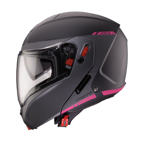 Casca modulabila (flip-up) Caberg model Horus X Ray L9 negru/gri/fuchsia (roz) mat Pinlock ready - lentila Pinlock inclusa 2