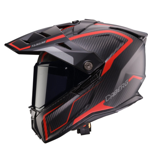 Casca adventure/off road Caberg model Tanami SV Gravity Q8 rosu/gri/negru carbon Pinlock ready - lentila Pinlock inclusa (100% c 2