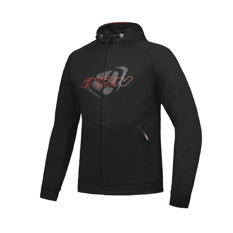 Geaca (hanorac tip hoodie) motociclete barbati Urban Ixon vara model Touchdown culoare: negru/rosu