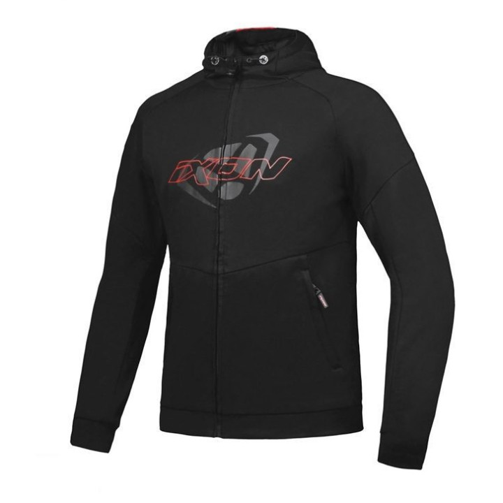 Geaca (hanorac tip hoodie) motociclete barbati Urban Ixon vara model Touchdown culoare: negru/rosu