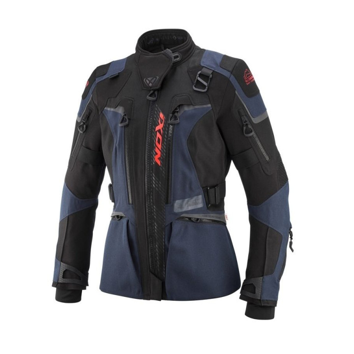 Geaca (jacheta) motociclete femei Touring/Adventure Ixon All season/vara model Odin LS culoare: navy (albastru)/negru/rosu