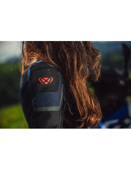 Geaca (jacheta) motociclete femei Touring/Adventure Ixon All season/vara model Odin LS culoare: navy (albastru)/negru/rosu