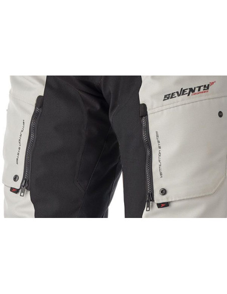 Pantaloni motociclete Touring unisex Seventy vara/iarna model SD-PT1S culoare: negru/gri (varianta SD-PT1 scurta)
