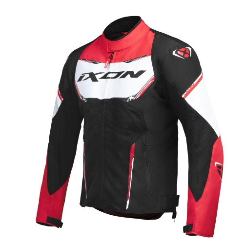 Geaca (jacheta) motociclete barbati Racing/Roadster Ixon vara model Striker AIR WP MS culoare: negru/alb/rosu