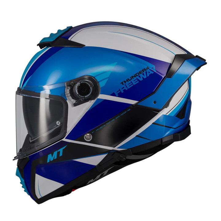 Casca integrala MT Thunder 4 SV Freeway A17 albastru lucios (ochelari soare integrati) - tip viziera: MT-V-28B